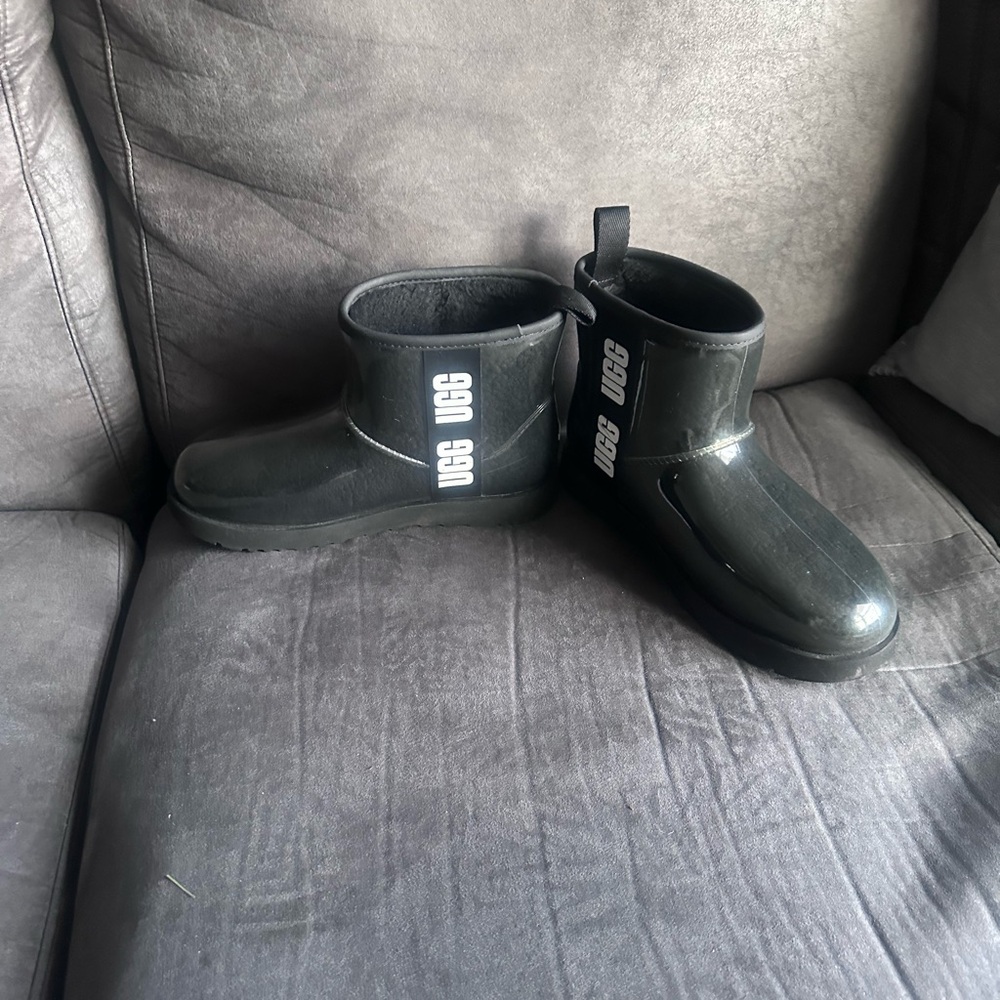UGG  Glossy Black Rain Boots - Picture 5 of 6